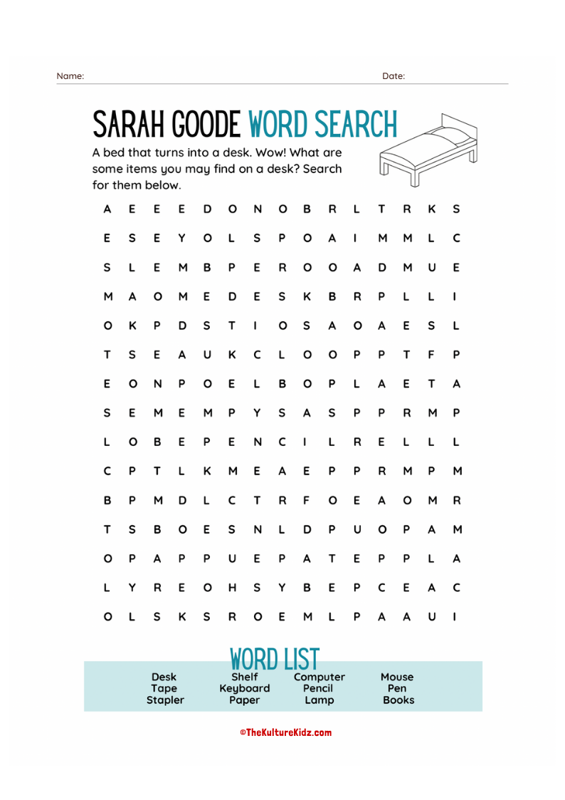 Sarah Goode Word Search