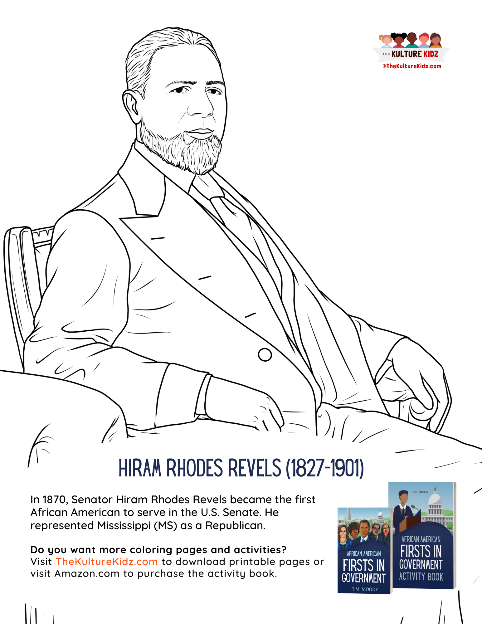 Hiram Revels Coloring Page